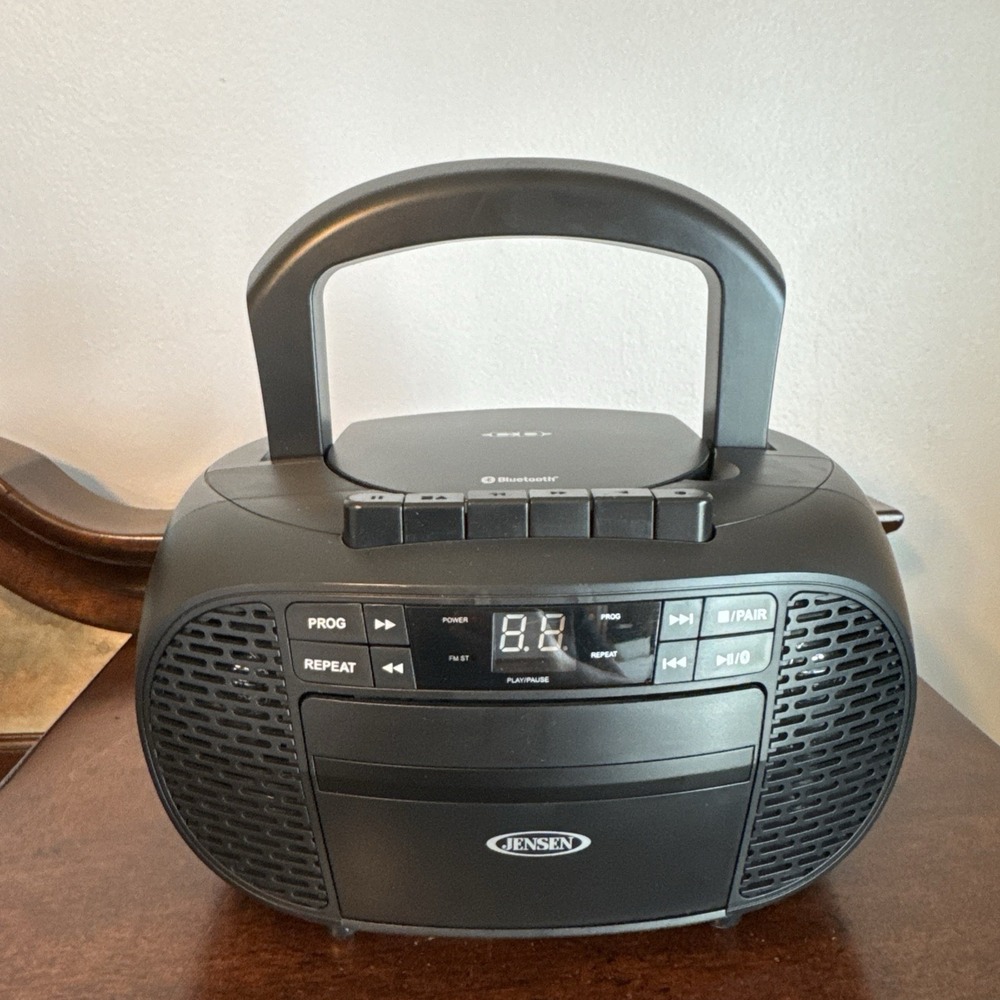 Jensen CD-550BT BK Mini Boombox CD Radio Cassette Player Black